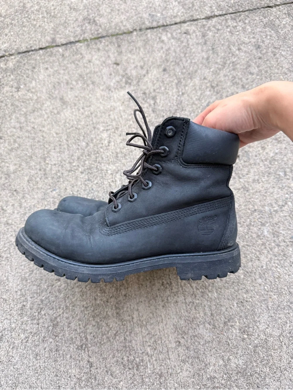 Timberland Men's Black Lace-Up Work Boots with Padded Collar